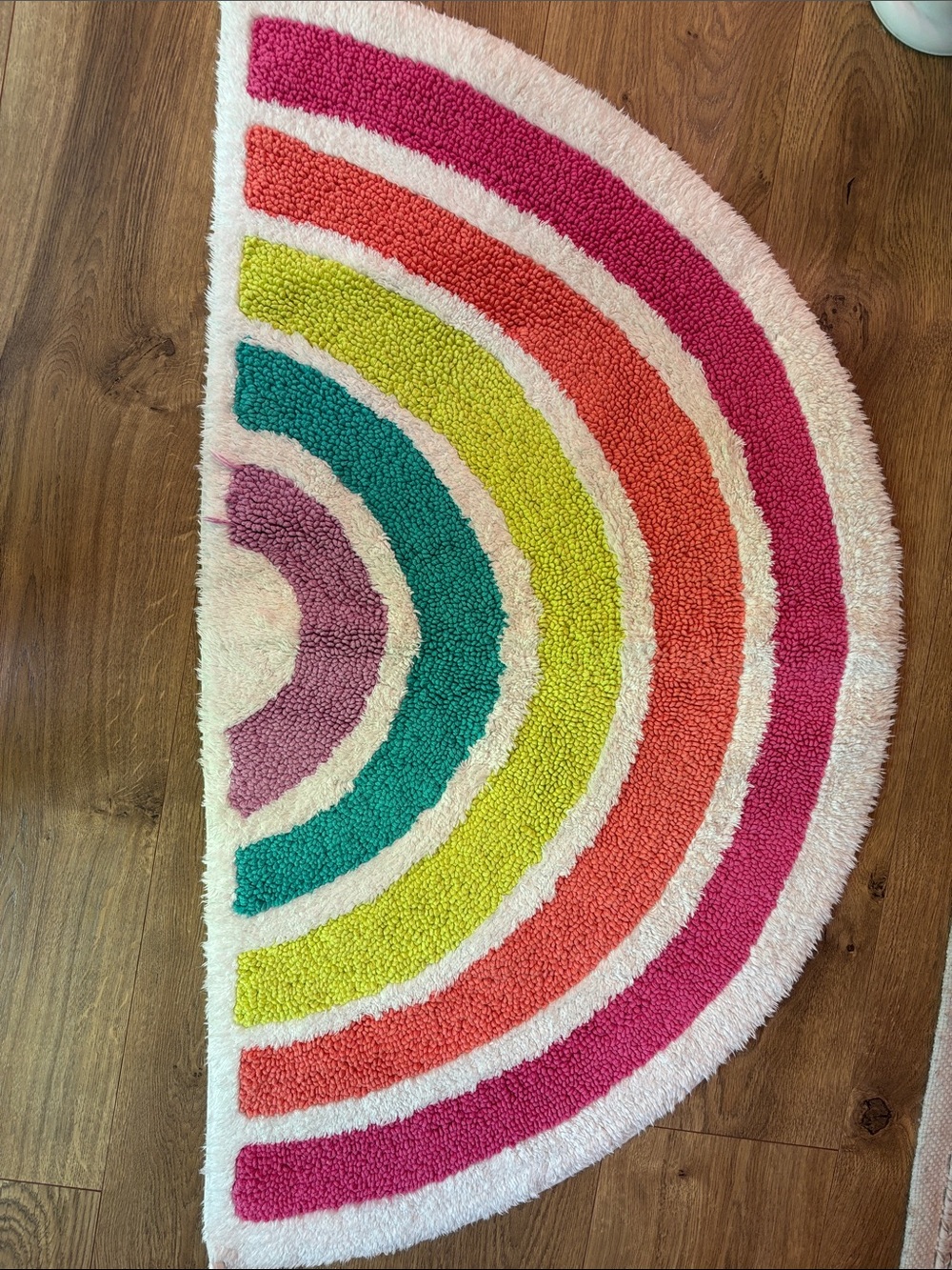 Pillowfort Colorful Rainbow Semi-Circle Bath Rug Pink Orange Teal Green Purple